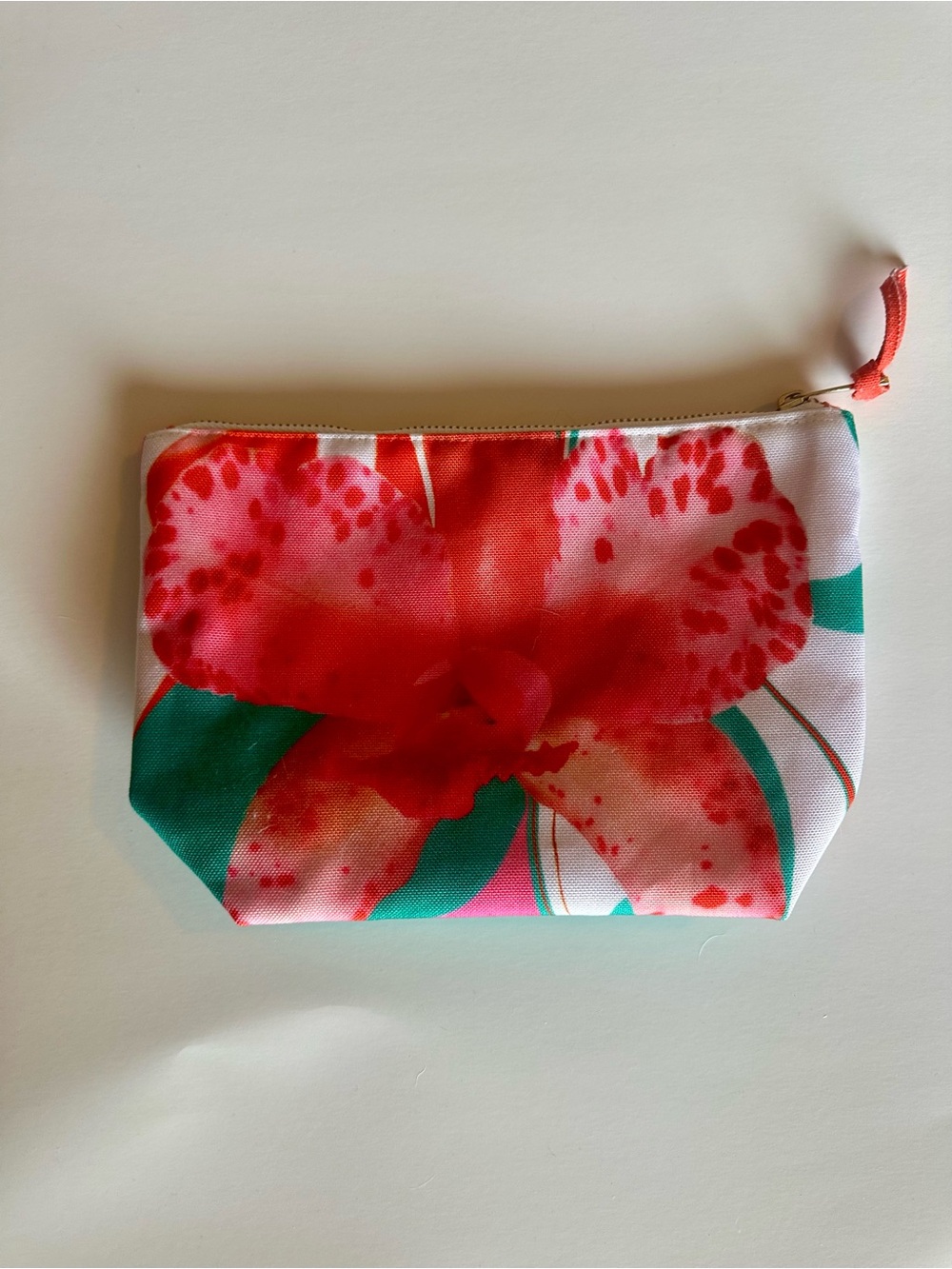 Christopher Beane for Neiman Marcus Floral Orchid Cosmetic Makeup Bag